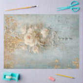  blauw wit Roses gouden folie Decoupage Tissuepapier (Craft)