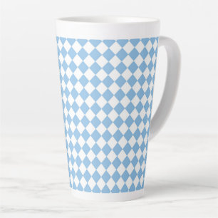 Blauw Wit Ruitjes Diamant Patroon Latte Mok