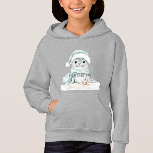 Blauw Wit Santa Hat Sjaal Seal Kerstmis (Voorkant)