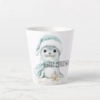 Blauw Wit Santa Hat Sjaal Seal Kerstmis