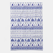 Blauw-wit Scandinavische Kerst Theedoek (Verticaal)