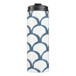 Blauw & Wit Schets Scallop Patroon & Regenboog Thermosbeker