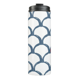 Blauw & Wit Schets Scallop Patroon & Regenboog Thermosbeker