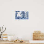 Blauw-wit Schilderachtig landschap Poster (Keuken)