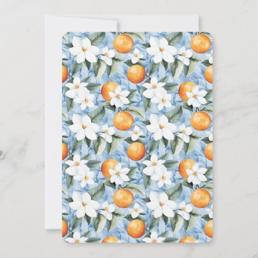 Blauw Wit Siciliaans Zomer Bloemen Vrijgezellenfee Kaart (Achterkant)