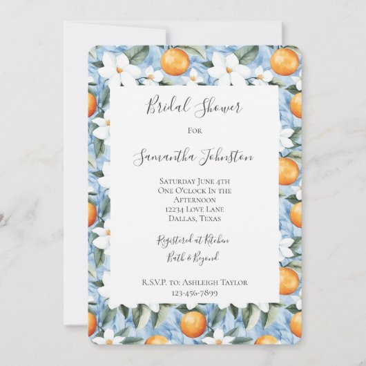 Blauw Wit Siciliaans Zomer Bloemen Vrijgezellenfee Kaart (Voorkant)