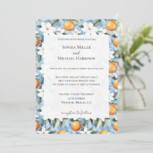 Blauw Wit Siciliaanse Zomer Bloemen Sinaasappels b Kaart