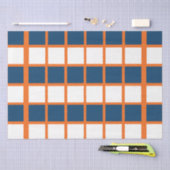 Blauw Wit Sinaasappel Geruite Pleinen Verjaardag Tissuepapier (Craft)