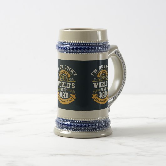Blauw Wit Sinaasappel Werelden Beste Pap Bierpul (Voorkant rechts)