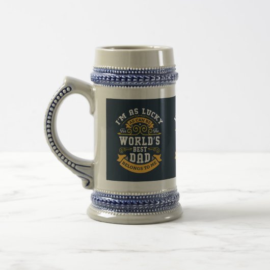 Blauw Wit Sinaasappel Werelden Beste Pap Bierpul (Links)