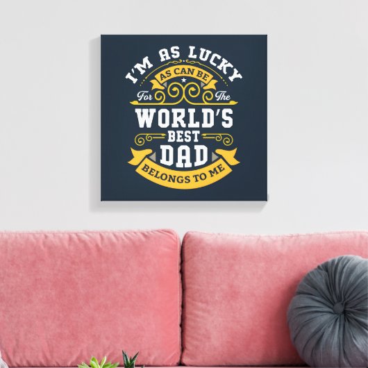 Blauw Wit Sinaasappel Werelden Beste Pap Canvas Afdruk (Insitu (Woonkamer))