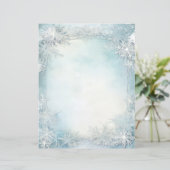 Blauw Wit Sneeuwvlok Scrapbook Journal Paper (Staand voorkant)