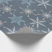 blauw wit Snowflake kerstmis Cadeaupapier (Hoek)