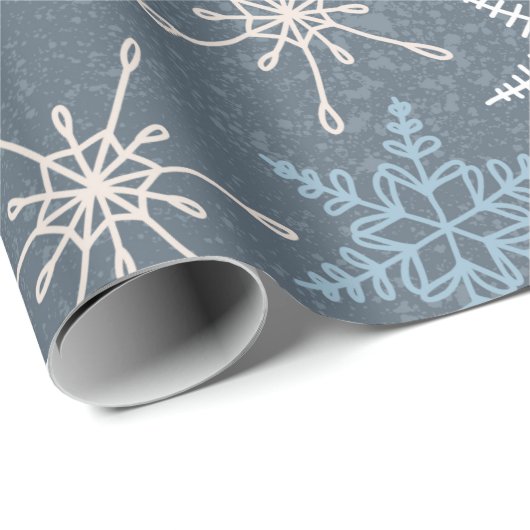 blauw wit Snowflake kerstmis Cadeaupapier (Rol Hoek)
