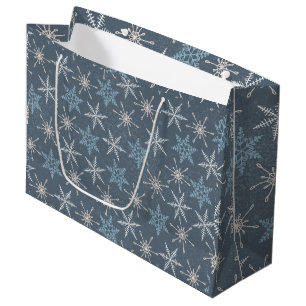 blauw wit Snowflake kerstmis Groot Cadeauzakje