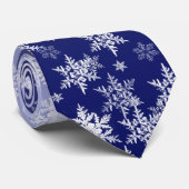 Blauw wit Snowflake Mannen Stropdas (Opgerold)