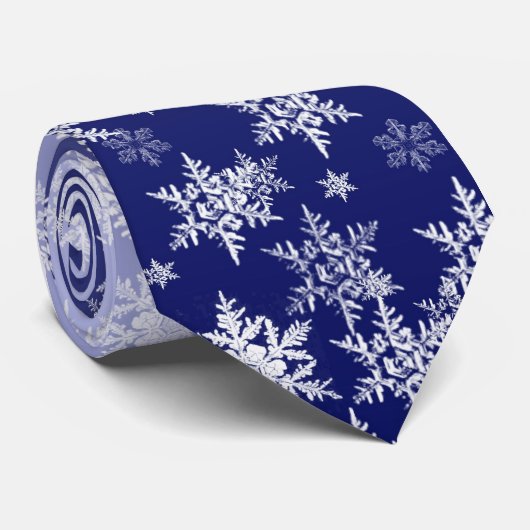 Blauw wit Snowflake Mannen Stropdas (Opgerold)