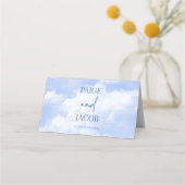 Blauw Wit Sparkle Wolken Bruiloft (Achterkant)