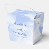 Blauw Wit Sparkle Wolken Dromerige Elegante Bruilo Bedankdoosjes (Achterkant)