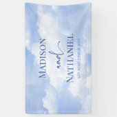 Blauw Wit Sparkle Wolken Dromerige Elegante Bruilo Spandoek (Verticaal)