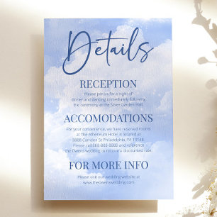 Blauw Wit Sparkle Wolken Elegante Bruiloft Details Informatiekaartje