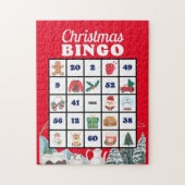 Blauw Wit Speelse Kerstmis Bingo puzzel (Verticaal)