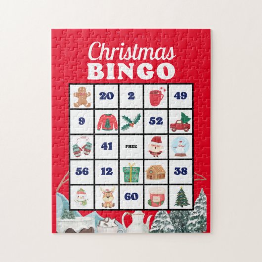 Blauw Wit Speelse Kerstmis Bingo puzzel Legpuzzel (Verticaal)