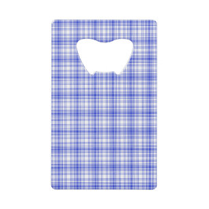 Blauw wit speldenschaal 2 kredietkaart flessenopener