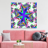 Blauw Wit Stippen Verpakt Canvas (Insitu (Woonkamer))