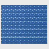 Blauw Wit Stokken en Gevlekte Lijnen Patterned Cadeaupapier (Vlak)