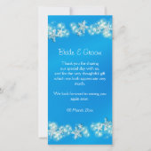 Blauw wit strand zeesterren bruiloft bedankkaart (Voorkant)