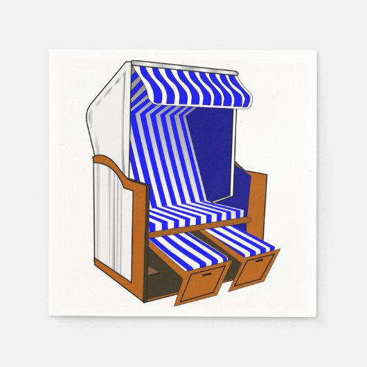 Blauw & Wit Strandstoel Thema Feest Papieren Serve Servetten (Voorkant)