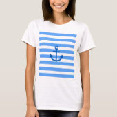 Blauw & Wit Streeppatroon met Anker T-shirt (Voorkant)