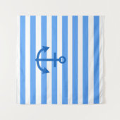 Blauw & Wit Streeppatroon met Anker Wandkleed (Voorkant (horizontaal))