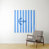 Blauw & Wit Streeppatroon met Anker Wandkleed (In Situ (horizontaal))