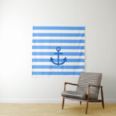 Blauw & Wit Streeppatroon met Anker Wandkleed (In situ)