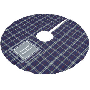 Blauw wit Tartan Monogram Kerstboom Rok