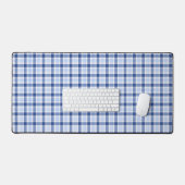 Blauw Wit Tartan Plaid Patroon Bureaumat (Keyboard & Muis)