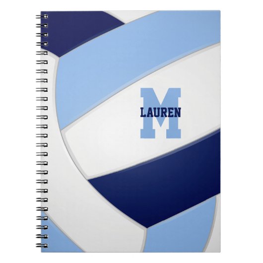 Blauw Wit Team Kleuren Sport kinder volleybal Notitieboek (Voorkant)