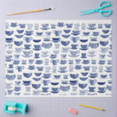 Blauw-wit theekoppatroon tissuepapier (Craft)