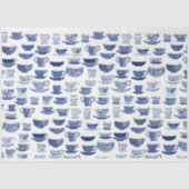 Blauw-wit theekoppatroon tissuepapier (Voorkant)