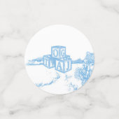 Blauw-wit Toile de Jouy Baby shower Confetti (Kleine voorkant)