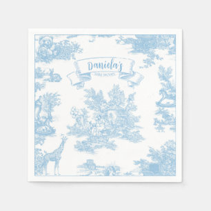 Blauw-wit Toile de Jouy Baby shower Servet