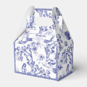 Blauw-wit Toile de Jouy Vrijgezellenfeest Bedankdoosjes (Achterkant)