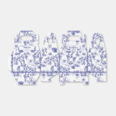 Blauw-wit Toile de Jouy Vrijgezellenfeest Bedankdoosjes (Uitgevouwen)
