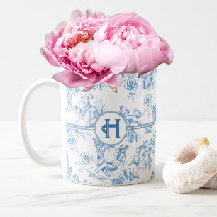 Blauw-wit Toile de Jouy Vrijgezellenfeest Koffie Koffiemok