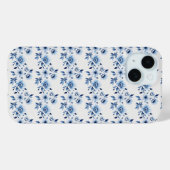 Blauw Wit Toile Floral Waterverf Elegant Case-Mate iPhone Case (Achterkant (horizontaal))