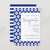 Blauw & Wit Traditioneel Thai Ikat Vrijgezellenfee Kaart (Voorkant / Achterkant)