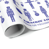 Blauw & Wit Trendy Notenkraker Crackin' Gift Cadeaupapier (Rol Hoek)
