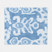 Blauw & Wit Tribal Ikat Fleece Deken (Voorkant (Horizontaal))